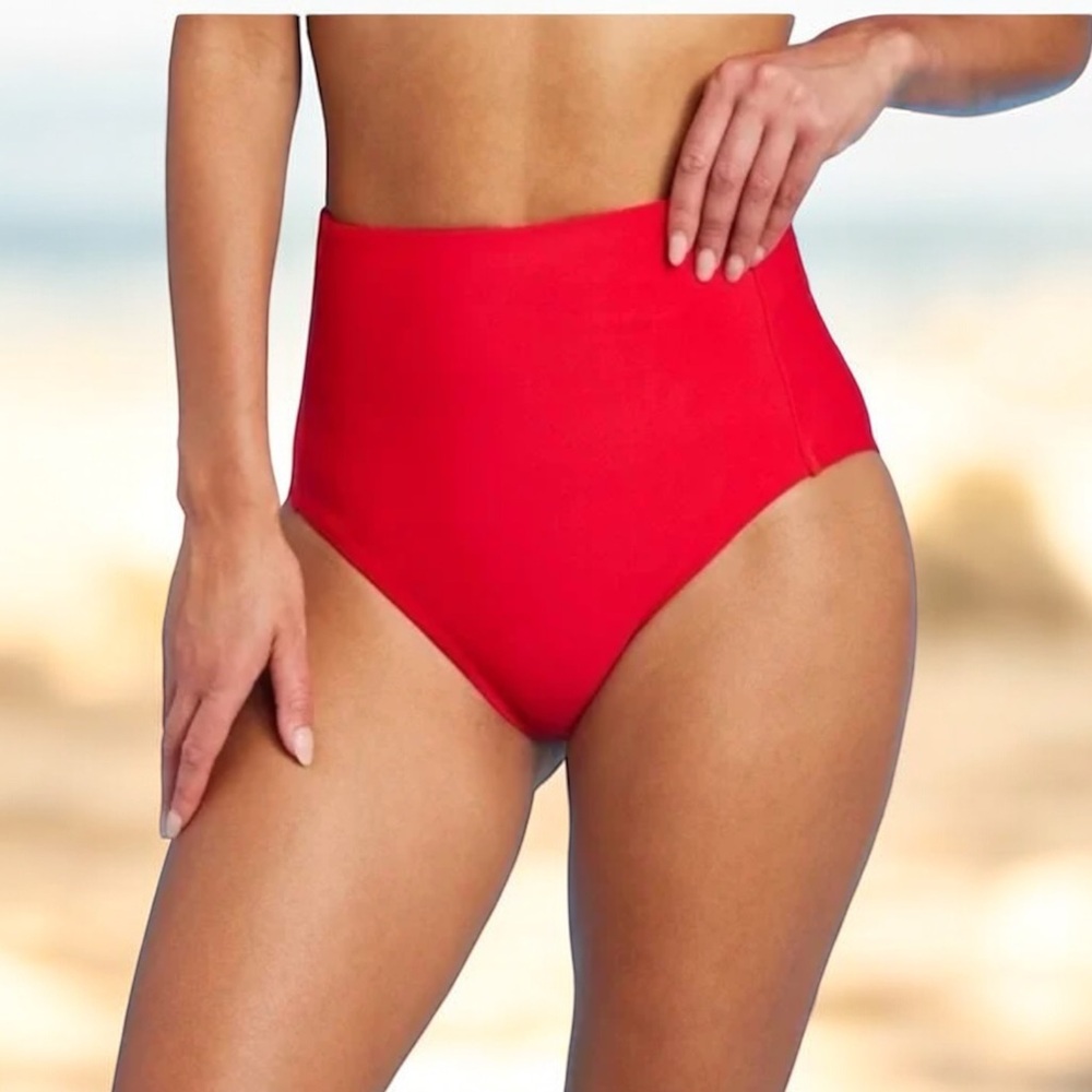 Kona Sol High-Waisted Red Bikini Bottom